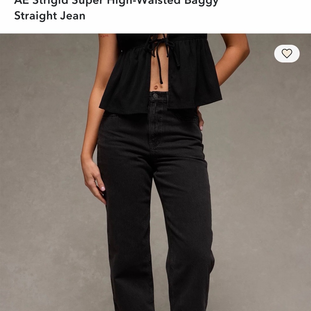 American Eagle Outfitters Black High-Rise Straight Jeans